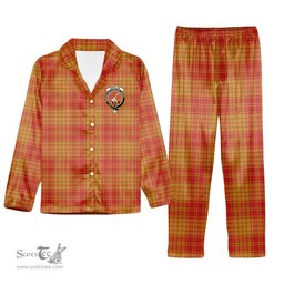 ScotsTee Shop Scottish McMillan Dress Ancient Crest Tartan Pajama Satin Velvet Flannel Pajama Set