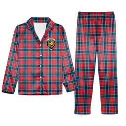 ScotsTee Shop Scottish McTavish Modern Crest Tartan Pajama Satin Velvet Flannel Pajama Set