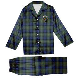 ScotsTee Shop Scottish Muir Modern Crest Tartan Pajama Satin Velvet Flannel Pajama Set