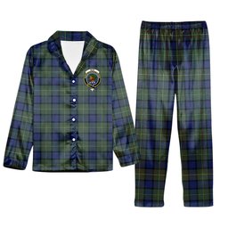 ScotsTee Shop Scottish Muir Modern Crest Tartan Pajama Satin Velvet Flannel Pajama Set