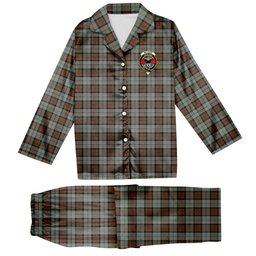 ScotsTee Shop Scottish McLeod of Harris Weathered Crest Tartan Pajama Satin Velvet Flannel Pajama Set