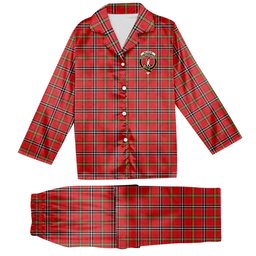 ScotsTee Shop Scottish Meldrum Dress Modern Crest Tartan Pajama Satin Velvet Flannel Pajama Set
