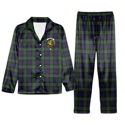 ScotsTee Shop Scottish Nicolson Green Hunting Crest Tartan Pajama Satin Velvet Flannel Pajama Set
