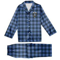 ScotsTee Shop Scottish McKay Blue Crest Tartan Pajama Satin Velvet Flannel Pajama Set