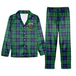 ScotsTee Shop Scottish Monteith Crest Tartan Pajama Satin Velvet Flannel Pajama Set