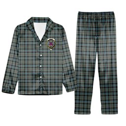 ScotsTee Shop Scottish Ogilvie of Inverarity – VS 1 Crest Tartan Pajama Satin Velvet Flannel Pajama Set
