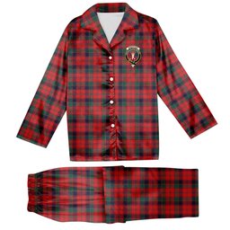 ScotsTee Shop Scottish Robertson 1819 Modern Crest Tartan Pajama Satin Velvet Flannel Pajama Set