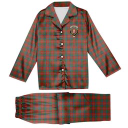 ScotsTee Shop Scottish Robertson White line New Ancient Crest Tartan Pajama Satin Velvet Flannel Pajama Set