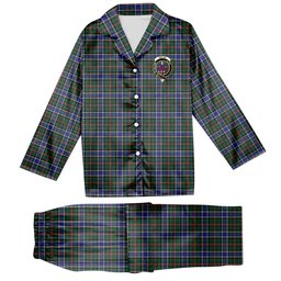 ScotsTee Shop Scottish Ogilvie (Ogilvy) Hunting Modern Crest Tartan Pajama Satin Velvet Flannel Pajama Set