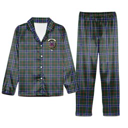 ScotsTee Shop Scottish Ogilvie (Ogilvy) Hunting Modern Crest Tartan Pajama Satin Velvet Flannel Pajama Set