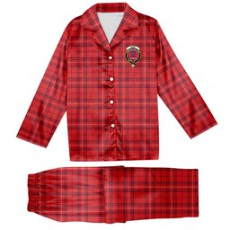 ScotsTee Shop Scottish Rose of Kilravock Modern Crest Tartan Pajama Satin Velvet Flannel Pajama Set