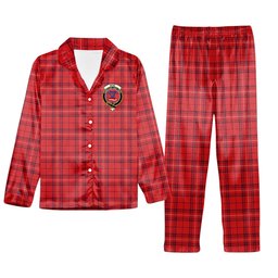 ScotsTee Shop Scottish Rose of Kilravock Modern Crest Tartan Pajama Satin Velvet Flannel Pajama Set