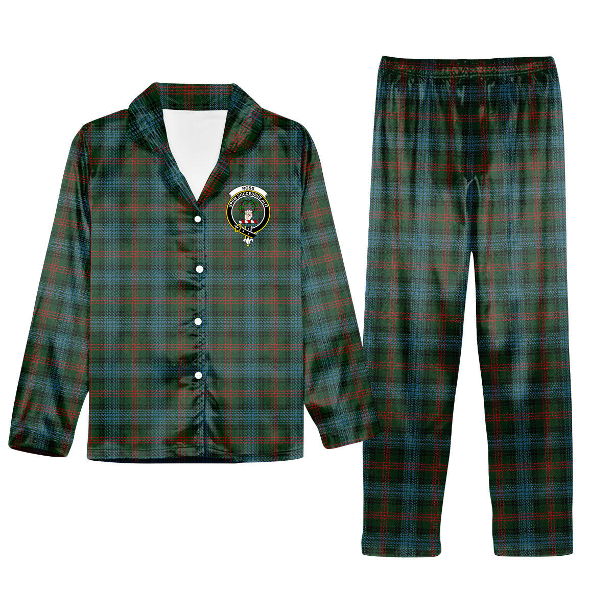 ScotsTee Shop Scottish Ross Hunting Crest Tartan Pajama Satin Velvet Flannel Pajama Set