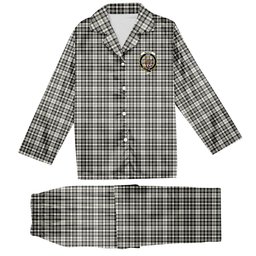 ScotsTee Shop Scottish Scott Black and White Ancient Crest Tartan Pajama Satin Velvet Flannel Pajama Set