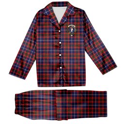 ScotsTee Shop Scottish Pennycook Modern Crest Tartan Pajama Satin Velvet Flannel Pajama Set