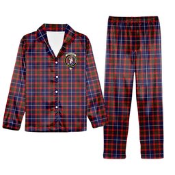 ScotsTee Shop Scottish Pennycook Modern Crest Tartan Pajama Satin Velvet Flannel Pajama Set