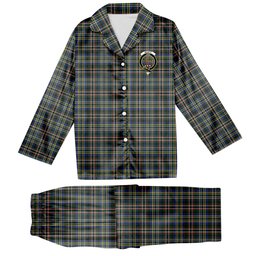 ScotsTee Shop Scottish Scott Green Modern Crest Tartan Pajama Satin Velvet Flannel Pajama Set