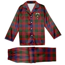 ScotsTee Shop Scottish Ross Crest Tartan Pajama Satin Velvet Flannel Pajama Set