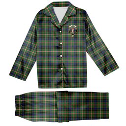 ScotsTee Shop Scottish Reid Green SC Crest Tartan Pajama Satin Velvet Flannel Pajama Set