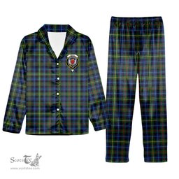 ScotsTee Shop Scottish Smith Modern Crest Tartan Pajama Satin Velvet Flannel Pajama Set