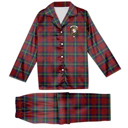 ScotsTee Shop Scottish Ruthven VS Crest Tartan Pajama Satin Velvet Flannel Pajama Set