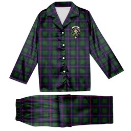 ScotsTee Shop Scottish Shaw Modern Crest Tartan Pajama Satin Velvet Flannel Pajama Set