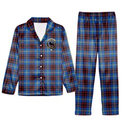 ScotsTee Shop Scottish Rutherford Modern Crest Tartan Pajama Satin Velvet Flannel Pajama Set