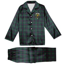 ScotsTee Shop Scottish Sinclair Hunting Modern Clan Crest Tartan Pajama Satin Velvet Flannel Pajama Set
