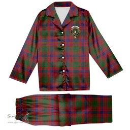 ScotsTee Shop Scottish Ross 6 Crest Tartan Pajama Satin Velvet Flannel Pajama Set