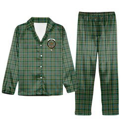 ScotsTee Shop Scottish Scott Green Ancient Crest Tartan Pajama Satin Velvet Flannel Pajama Set