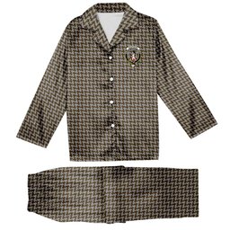 ScotsTee Shop Scottish Shepherd Brown & White Crest Tartan Pajama Satin Velvet Flannel Pajama Set