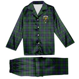 ScotsTee Shop Scottish Sinclair Hunting VS Crest Tartan Pajama Satin Velvet Flannel Pajama Set