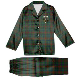 ScotsTee Shop Scottish Shaw of Tordarroch Green Hunting Crest Tartan Pajama Satin Velvet Flannel Pajama Set