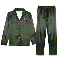 ScotsTee Shop Scottish Shaw of Tordarroch Green Hunting Crest Tartan Pajama Satin Velvet Flannel Pajama Set