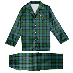 ScotsTee Shop Scottish Russell Ancient Crest Tartan Pajama Satin Velvet Flannel Pajama Set