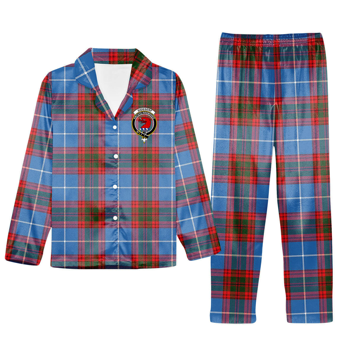 ScotsTee Shop Scottish Sideserf Crest Tartan Pajama Satin Velvet Flannel Pajama Set
