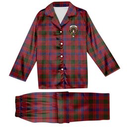 ScotsTee Shop Scottish Ross 4 Crest Tartan Pajama Satin Velvet Flannel Pajama Set