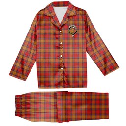 ScotsTee Shop Scottish Scrymgeour Modern Crest Tartan Pajama Satin Velvet Flannel Pajama Set