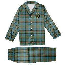 ScotsTee Shop Scottish Porterfield Crest Tartan Pajama Satin Velvet Flannel Pajama Set