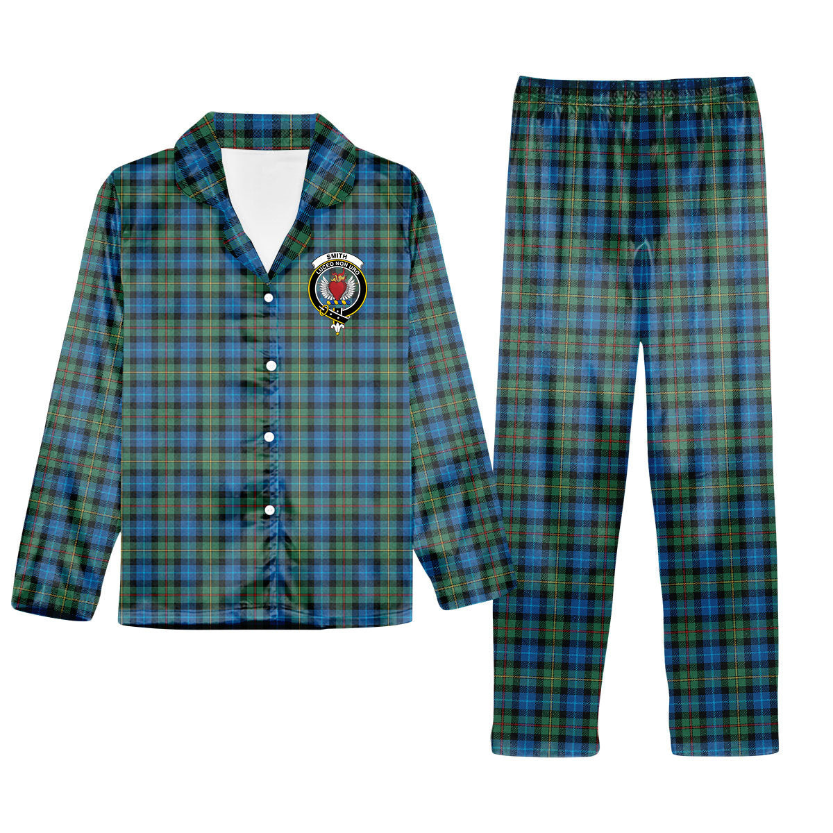 ScotsTee Shop Scottish Smith Ancient Crest Tartan Pajama Satin Velvet Flannel Pajama Set