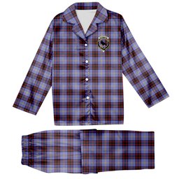 ScotsTee Shop Scottish Rutherford SC Crest Tartan Pajama Satin Velvet Flannel Pajama Set