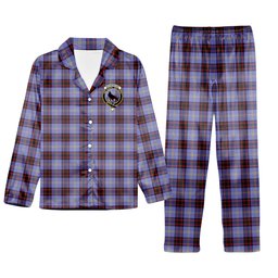 ScotsTee Shop Scottish Rutherford SC Crest Tartan Pajama Satin Velvet Flannel Pajama Set