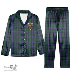 ScotsTee Shop Scottish Sinclair Hunting Modern Crest Tartan Pajama Satin Velvet Flannel Pajama Set
