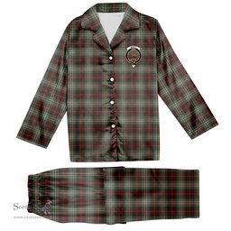 ScotsTee Shop Scottish Scott Brown Ancient Crest Tartan Pajama Satin Velvet Flannel Pajama Set