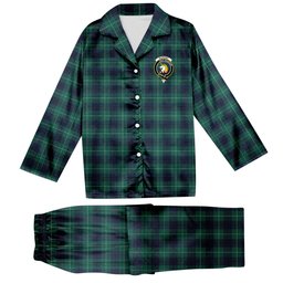 ScotsTee Shop Scottish Oliphant Modern Clan Crest Tartan Pajama Satin Velvet Flannel Pajama Set