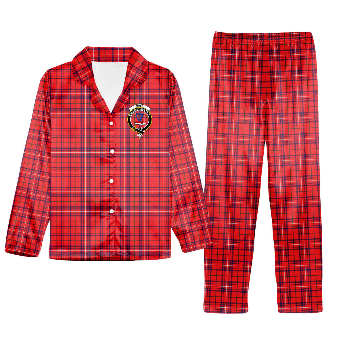 ScotsTee Shop Scottish Rose Modern Crest Tartan Pajama Satin Velvet Flannel Pajama Set