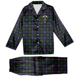 ScotsTee Shop Scottish Russell Modern Crest Tartan Pajama Satin Velvet Flannel Pajama Set