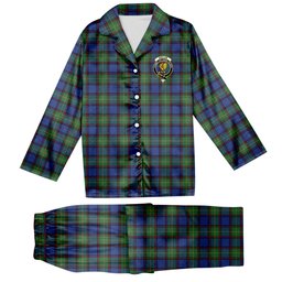 ScotsTee Shop Scottish Sinclair-Brown Modern Crest Tartan Pajama Satin Velvet Flannel Pajama Set