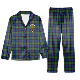 ScotsTee Shop Scottish Sinclair-Brown Modern Crest Tartan Pajama Satin Velvet Flannel Pajama Set