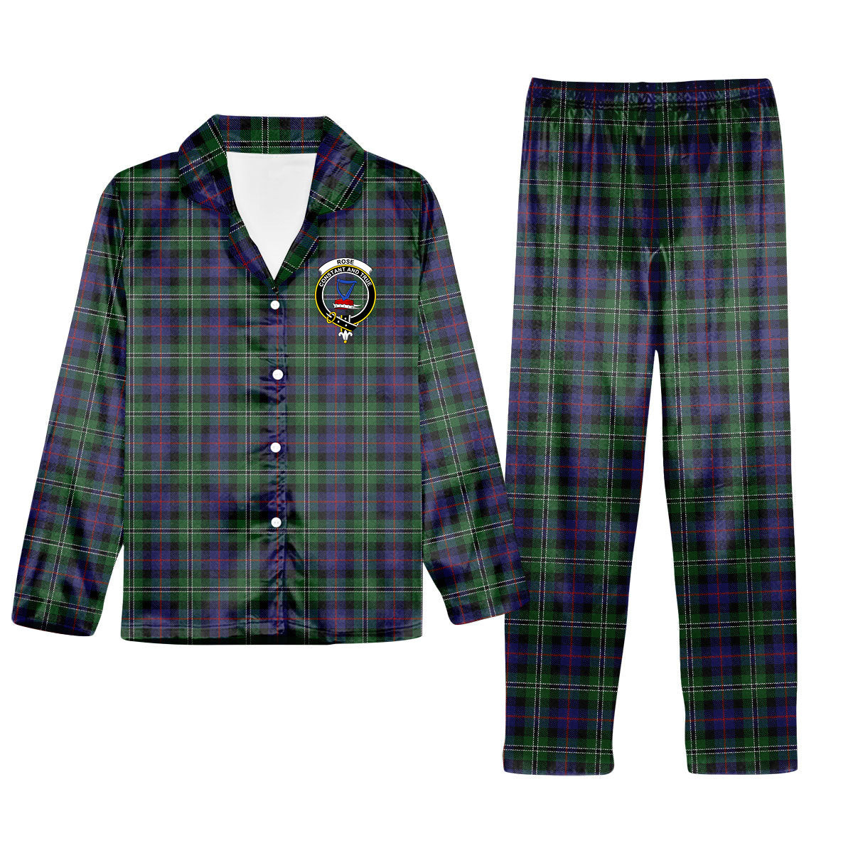 ScotsTee Shop Scottish Rose Hunting Crest Tartan Pajama Satin Velvet Flannel Pajama Set